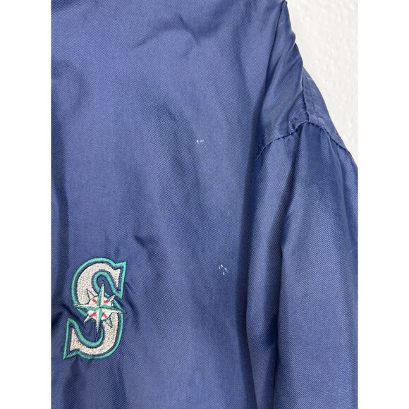 VTG Seattle Mariners Majestic Satin Bomber Jacket Fleece Lined XL **SEE PICS** - Picture 9 of 16